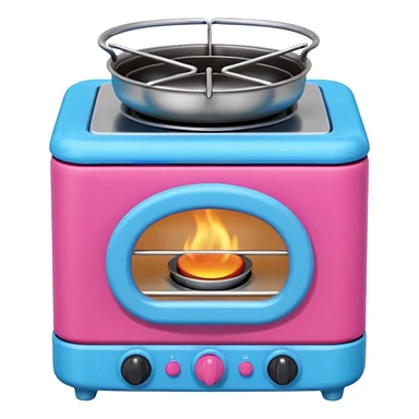 Cute toy stove, single burner only, front view.
BabyBus-style 2.5D soft shading, bright pastel colors (pink & blue).
Rounded chunky toy shape, simple details.
Even studio lighting, NO harsh light, NO realism, NO textures.
Smooth matte surface, no outlines, no strokes.
Clean background. sticker
