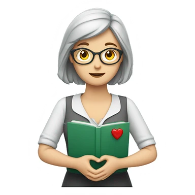 A European woman teacher holds her heart in her hands sticker