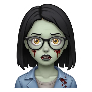 girl zombie with black hair nose piercing with glasses sticker