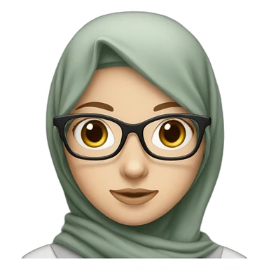 a white girl with hijab and glasses sticker