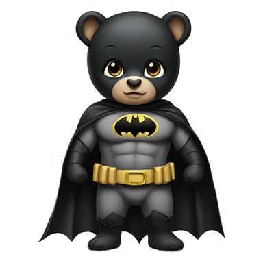 Baby bear dressed up as Batman sticker