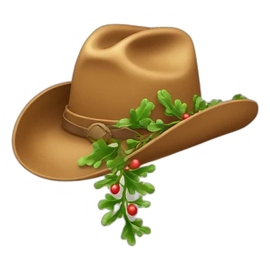 cowboy hat with mistletoe on the side sticker