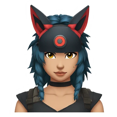 Edgy Cool Anthro Samurai cool pretty dark Litten-Pokémon-cat-fursona-animal techwear Headband sticker