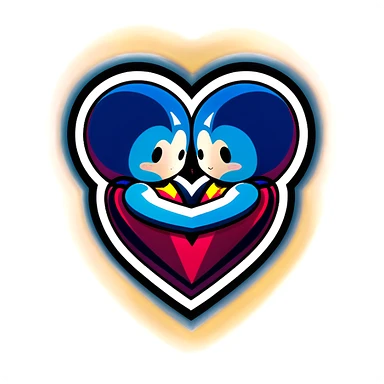 Two hearts hugging sticker