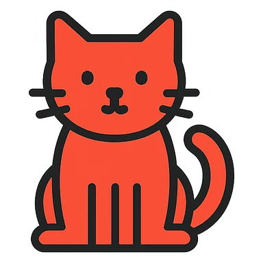 red cat, simple icon, clean lines, minimalist, suitable for app or website sticker