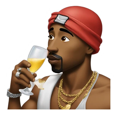 2pac with bandana drinking champagne sticker