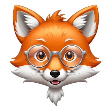 A surprised fox with sparkling fur, a glowing tail, a silver star on its forehead, and round glasses, with wide open mouth and eyes, looking shocked or scared. 🦊😱 sticker