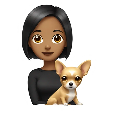 Girl with black shoulder-length hair with a short-hair golden chihuahua  sticker