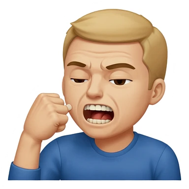 Guy biting his fist with teeth and squeezing his eyes shut  sticker