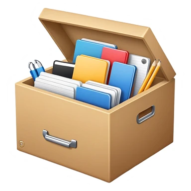 Box full of desktop material  sticker