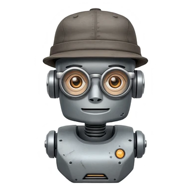 glasses tattoed robot with hat  sticker