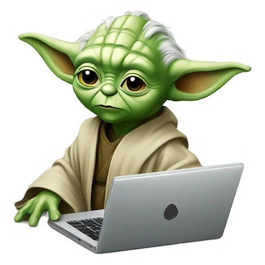 Yoda with laptop sticker