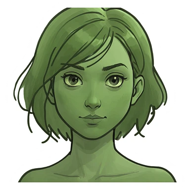 Un emoji de una chica con el pelo la vio sticker