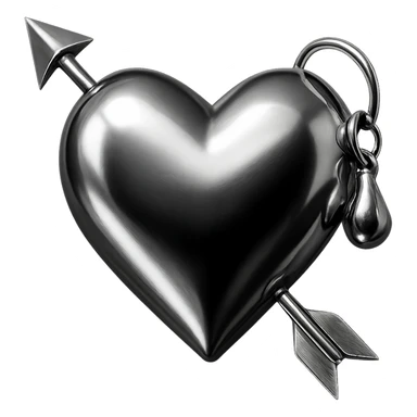 a heart with accessories, shiny and metallic, chrome style sticker