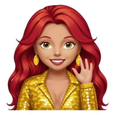 Jesy Nelson from Little Mix with long red hair, yellow sequin outfit sticker