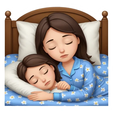 generate a girl brunette sleeping in bed. she looks sad sticker