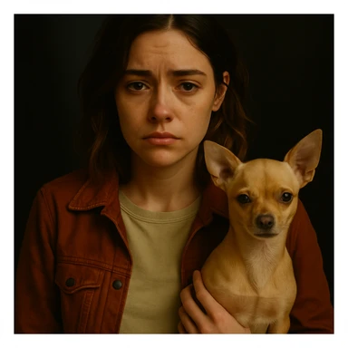 Change the facial expression to a sad and melancholic look in the style of a Netflix series, keeping all other elements identical. sticker