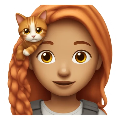Red long hair girl with calico cat sticker