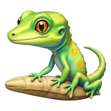 cinematic-cute-realistic gecko-portrait-emoji,-head-tilted-playfully-and-inquisitively,-featuring-a-small,-charming-body-with-smooth,-vividly-patterned-scales,-bright,-sparkling-eyes-and-delicate,-sticky-toe-pads,-simplified-yet-irresistibly-adorable sticker