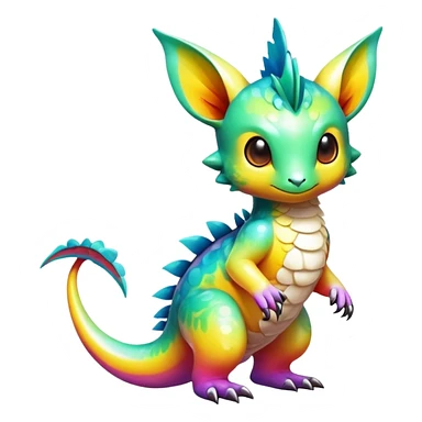 Exotic tropical shiny rare multi-colored epic cute Fakémon-creature, full body, with random markings sticker