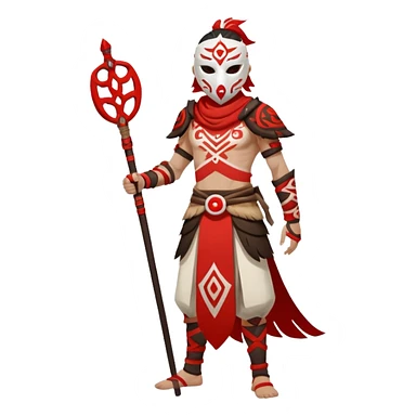 Hilichurl (from Genshin Impact) (full body) (with a white mask with red tribal markings on it)  sticker