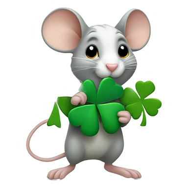 Mouse Holding shamrock  sticker