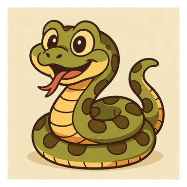 a cute baby anaconda, cartoon style, colorful, friendly sticker
