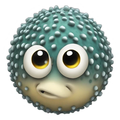 3d sphere with a cartoon sophisticated granite Pufferfish skin texture with beautiful eyes sticker