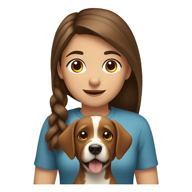  girl with brown hair play with brown dog sticker