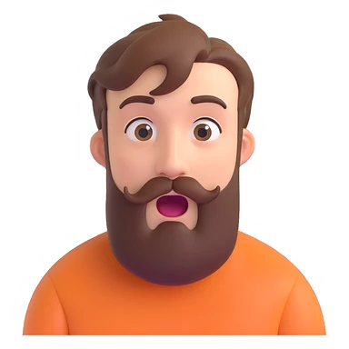 19-year-old man with early stage beard and mustache, surprised expression sticker