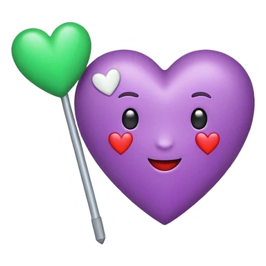 Haz un emoji de corazón blanco siendo atravesado por una flecha verde “💘” como este y que arriba tenga un pequeño corazón lila como este: 💕 sticker