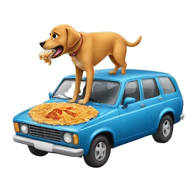Dog eating car sticker