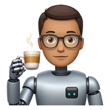 glasses man robot drink coffee sticker