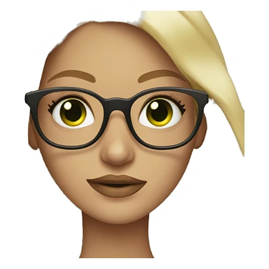 Blond long hair girl with green eyes makeup artist with glasses sticker