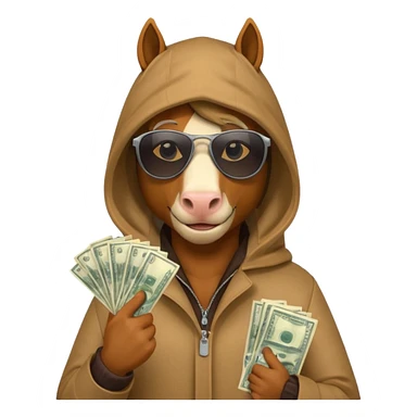 Horse Hood gangster with money sticker