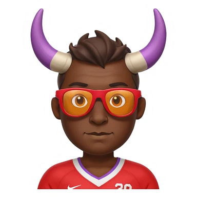 3D cartoon horned character portrait, wearing sunglasses, sports jersey, centered, clean background, no text, no watermark
 sticker