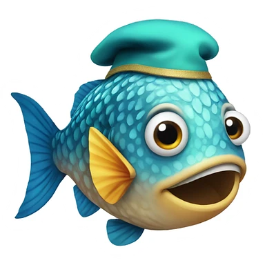 Fish in a festive cap sticker