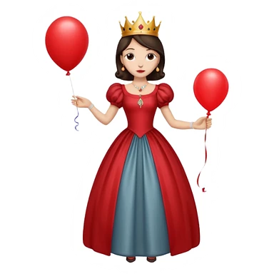 queen wearing dress, holding balloon sticker