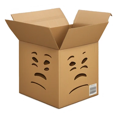 cardboard box shows muscles arms sticker