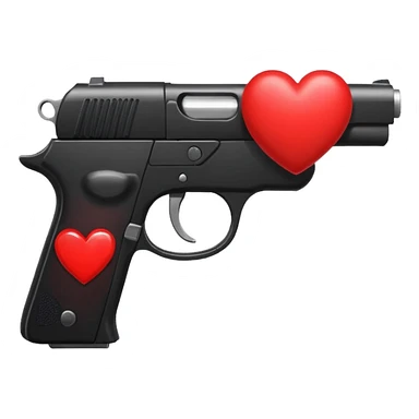 Black hand gun shooting a heart out of it sticker