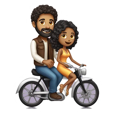 indian girl with curly hair marrying indian guy with straight hair and beard riding bike sticker