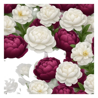 Ramo de flores peonias de color burdeos y blancas  sticker