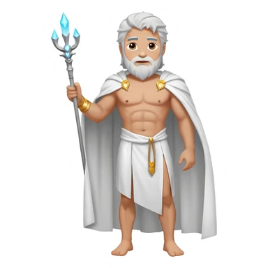 fullbody silverhair shirtless god ZEUS, white robe over shoulder, standing still sticker