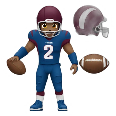 Man wearing Burgundy and blue football uniform sticker