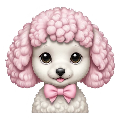 white poodle puppy with pastel pink bow sticker