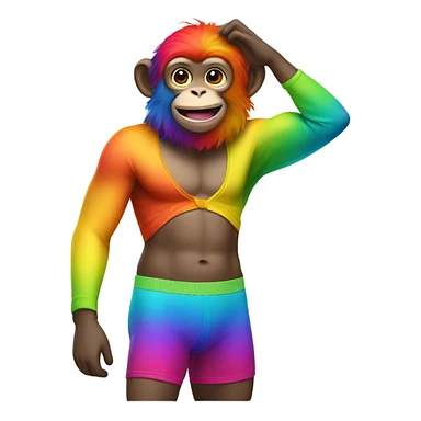 Monkey with rainbow underwear sticker