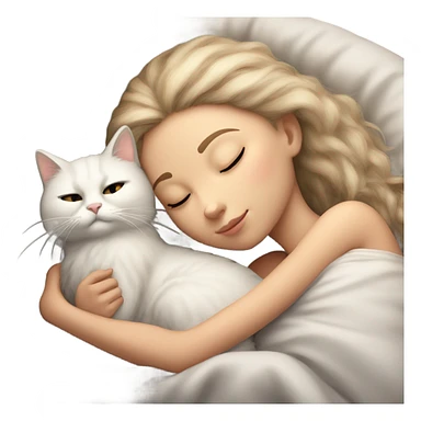 white Girl and cat sleeping sticker
