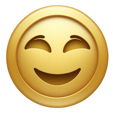 circle gold cion with a cute smiley emoji center 3d sticker