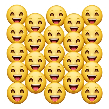 Dozens of yellow smiling emoji faces with very small differences like open mouth, teeth showing, tongue out” sticker