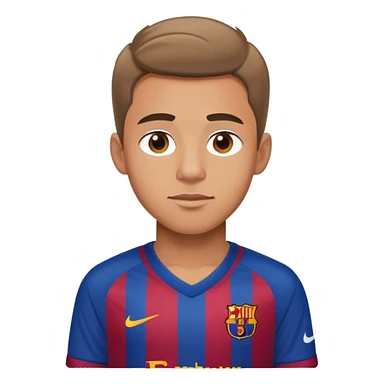 Handsome slightly tan boy wearing a barça jersey sticker